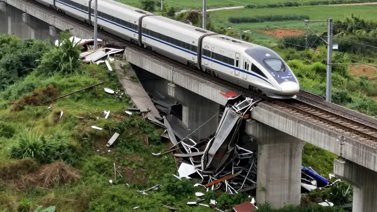 Illustration for: Ten killed in rear-end train collision near Toledo, Spain